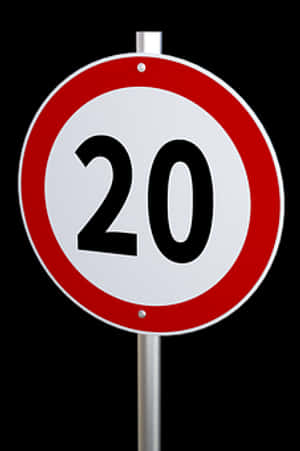 20 M P H Speed Limit Sign PNG image with transparent background