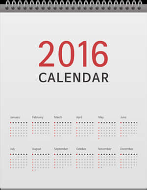 2016 Yearly Calendar Overview PNG image with transparent background