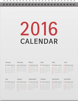 2016 Yearly Calendar Overview PNG Image