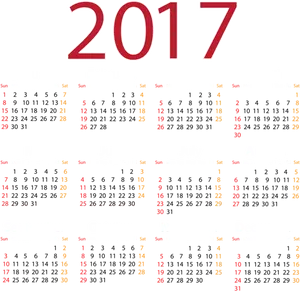 2017 Full Year Calendar Clipart PNG Image