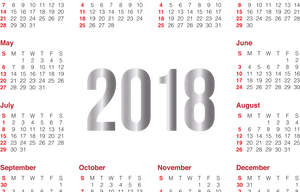 2018 Yearly Calendar Clipart PNG Image