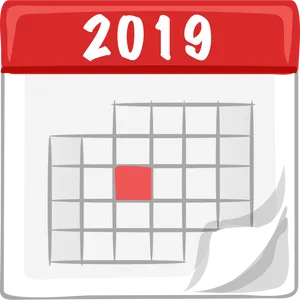 2019 Calendar Iconwith Red Marker PNG Image