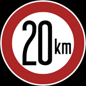 20km Speed Limit Sign PNG image with transparent background