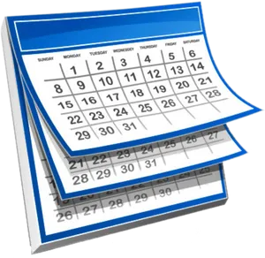 3 D Calendar Pages Floating PNG Image