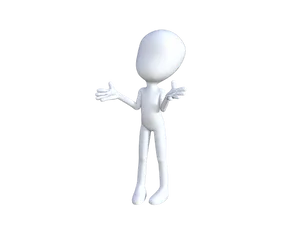 3 D Character Gesturing Black Background PNG Image