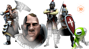 3 D Character Models Showcase PNG image with transparent background
