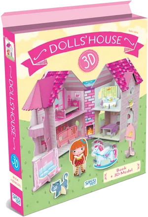 3 D Dolls House Bookand Model Packaging PNG Image