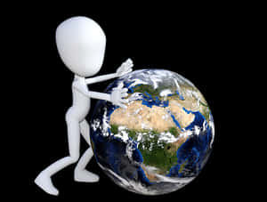 3 D Figure Hugging Earth PNG image with transparent background