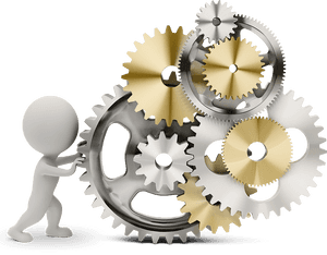 3 D Figure Pushing Gear PNG image with transparent background