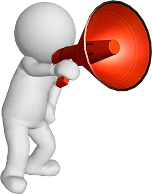 3 D Figure With Megaphone PNG Image