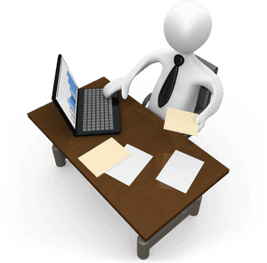 3 D Figure Workingat Desk.png PNG image with transparent background