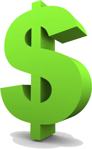 3 D Green Dollar Sign PNG Image