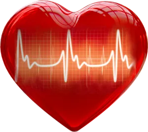 3 D Heartwith Electrocardiogram PNG Image