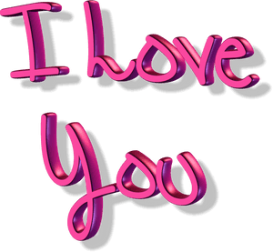 3 D I Love You Text PNG image with transparent background