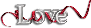 3 D Love Text Design PNG Image