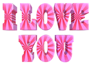 3 D Love You Text Art PNG Image