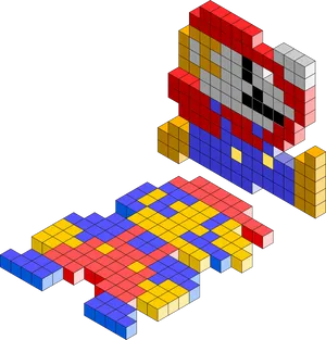 3 D Tetris Blocks Formation PNG Image