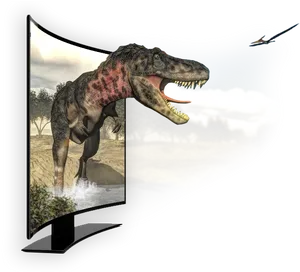 3 D Tyrannosaurus Breaking Free From Screen PNG Image