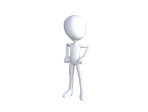 3 D White Figure Standing PNG Image