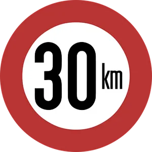 30km Speed Limit Sign PNG Image