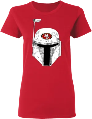 49ers Boba Fett Helmet T Shirt Design PNG Image