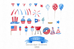 4thof July Celebration Elements PNG image with transparent background