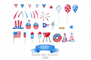 4thof July Celebration Elements PNG Image