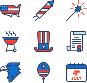 4thof July Icons Set PNG image with transparent background