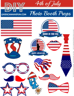 4thof July Photo Booth Props PNG Image