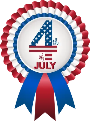 4thof July Ribbon Badge PNG Image