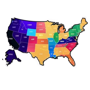 50 States Colorful Png 75 PNG Image