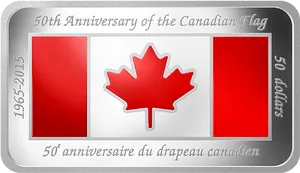 50th Anniversary Canadian Flag Commemorative Coin PNG Image