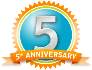 5th Anniversary Celebration Badge PNG Image