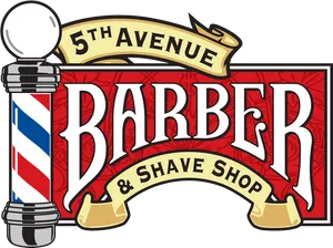 5th Avenue Barber Shop Sign PNG Image