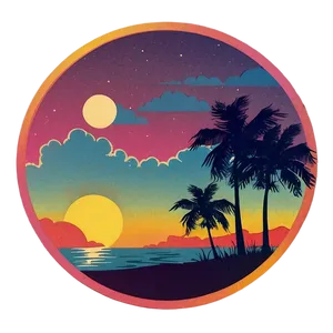 70s Retro Sunset Aesthetic Png 06252024 PNG Image