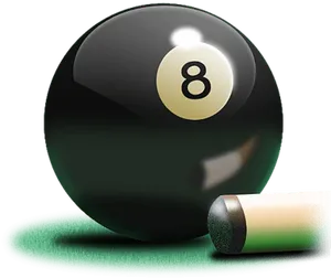 8 Ball Pool Cueand Black Ball PNG Image