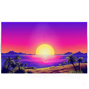 80s Style Sunset Landscape PNG jhf PNG with transparent background