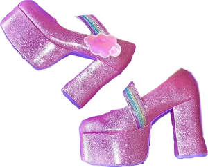 90s Sparkly Platform Shoes PNG Image