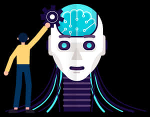 A I Brain Integration Concept PNG