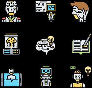 A I_ Technology_ Icons_ Set PNG with transparent background