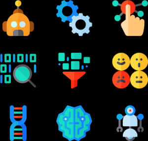 A I Technology Icons Set PNG with transparent background