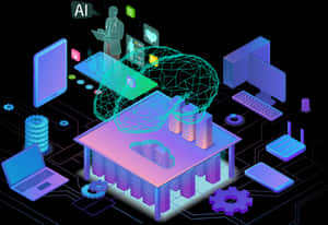 A I Technology Network Illustration PNG with transparent background
