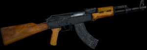 A K47 Assault Rifle Black Background PNG