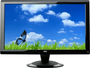 A O C Monitor Butterfly Nature Display PNG Image