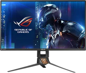 A S U S R O G Gaming Monitor Futuristic Armor PNG Image