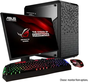 A S U S R O G Gaming Setup PNG Image