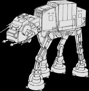 A T A T Walker Line Art PNG with transparent background