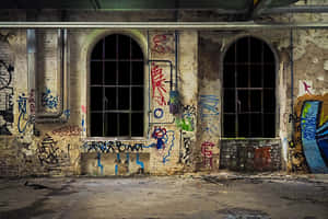 Abandoned_ Building_ Graffiti_ Arches.jpg PNG image with transparent background