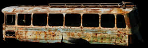 Abandoned Rusty Bus Wreckage PNG image with transparent background