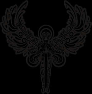 Abstract Angel Wingsand Sword Design PNG image with transparent background